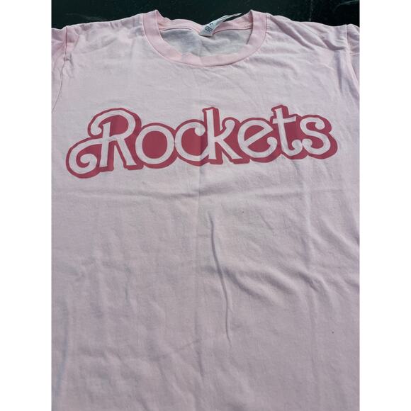 Pink Barbie X Houston Rockets tee 100% Cotton  MED - Picture 2 of 8